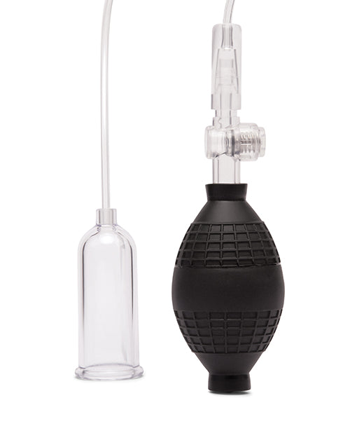 Lux Fetish Clitoral Pump with Quick-Release Valve, Clear/Black