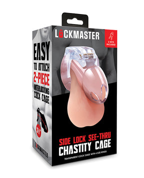 Lockmaster 3.5" Side Lock See Thru Chastity Cage - Clear by Lockmaster