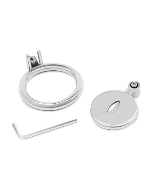 Lockmaster Stainless Steel Inverted Chastity Cage w/Cats Eye - Silver by Lockmaster