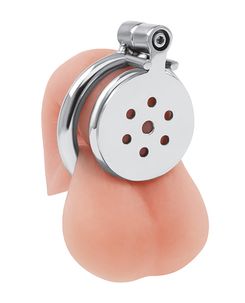 Lockmaster Stainless Steel Flat Inverted Chastity Cage - Silver by Lockmaster
