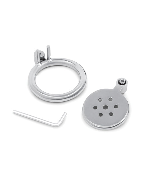 Lockmaster Stainless Steel Flat Inverted Chastity Cage - Silver by Lockmaster