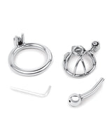 Lockmaster Stainless Steel Inverted Micro Chastity Cage w/Urethral Straw - Silver by Lockmaster