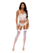 Victoria Eyelash Lace Underwire Bralette w/Garter Panty 2 pc Set - White MD by Elegant Moments