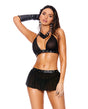 Leather & Mesh Halter Bra Top w/Mini Skirt & G-String - Black XL by Elegant Moments