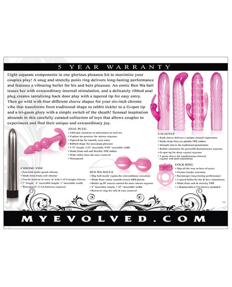 Evolved Intense Pleasure Kit — 8-Piece Couples Vibrator Set with 6-inch Vibe