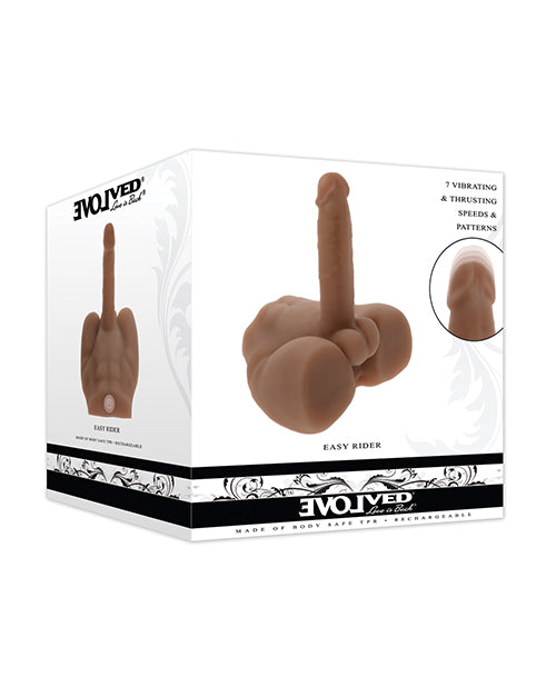 NO ETA Evolved Easy Rider Thrusting & Vibrating Life-Like Dildo - Dark by Evolved