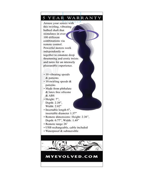 Evolved Pleasure Orbit Remote-Controlled Anal Vibe, Purple