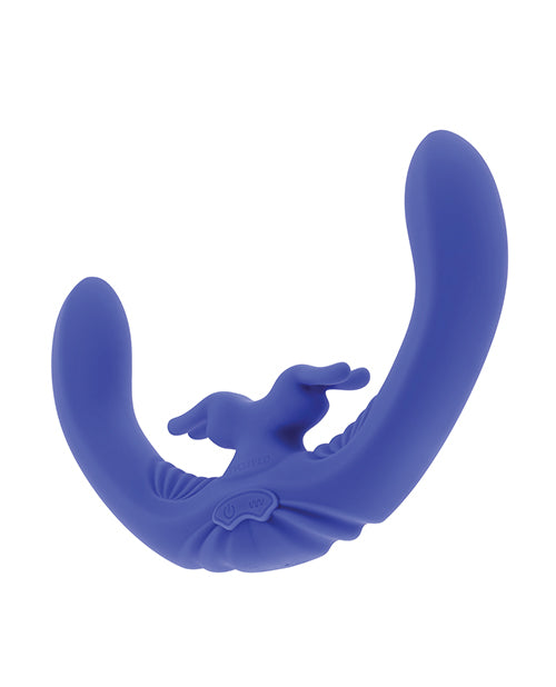 Evolved Lovebirds Curved Dual-Ended Rabbit Vibe w/Remote Control - Blue by Evolved