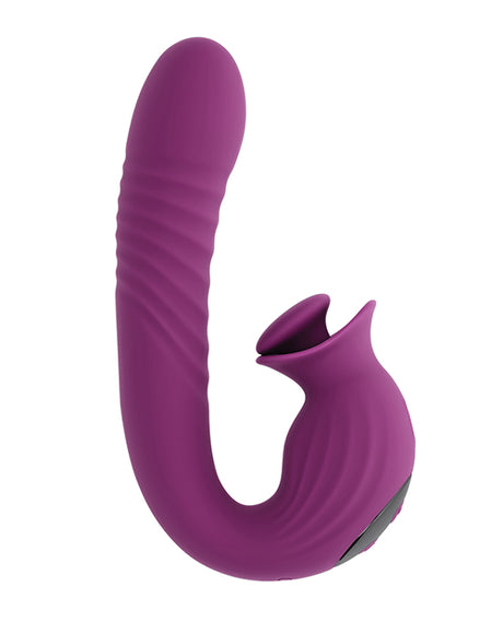 Evolved Deep Ecstasy Ribbed Thrusting Vibrator — Purple
