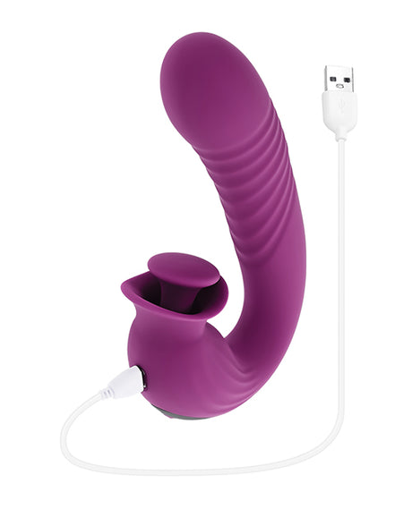 Evolved Deep Ecstasy Ribbed Thrusting Vibrator — Purple