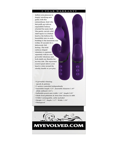 Evolved Pleasure Puff Inflatable Dual-Action Vibrator — Purple