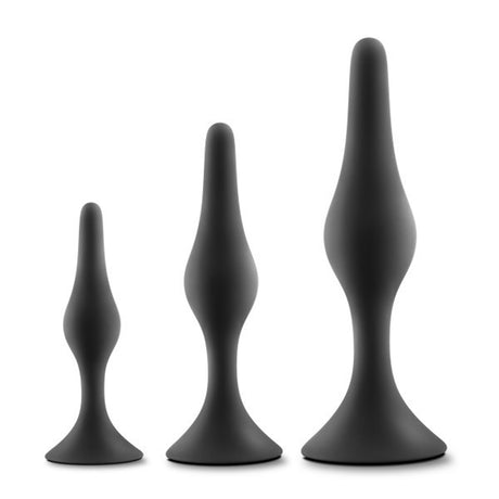 Blush Anal Adventures Platinum Silicone Beginner Plug Kit (3-Pack, Black) - BL-31265