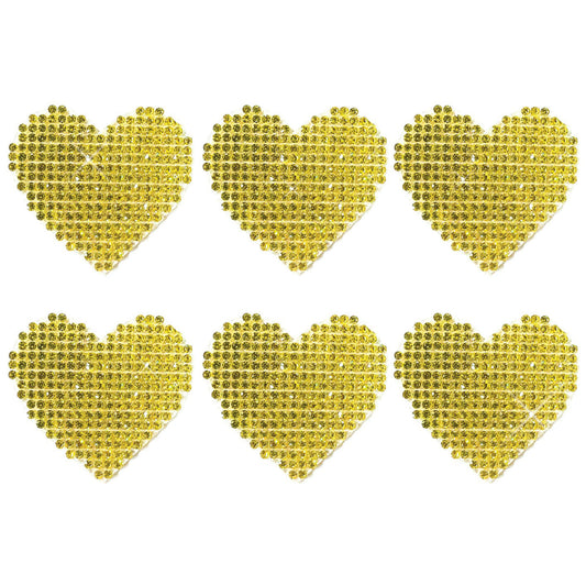 Neva Nude Gold Heart Body Stickers — 6-Pack BodiStix (1.4 x 1.5 in) - NN-GLD-RZ-HRT-BS