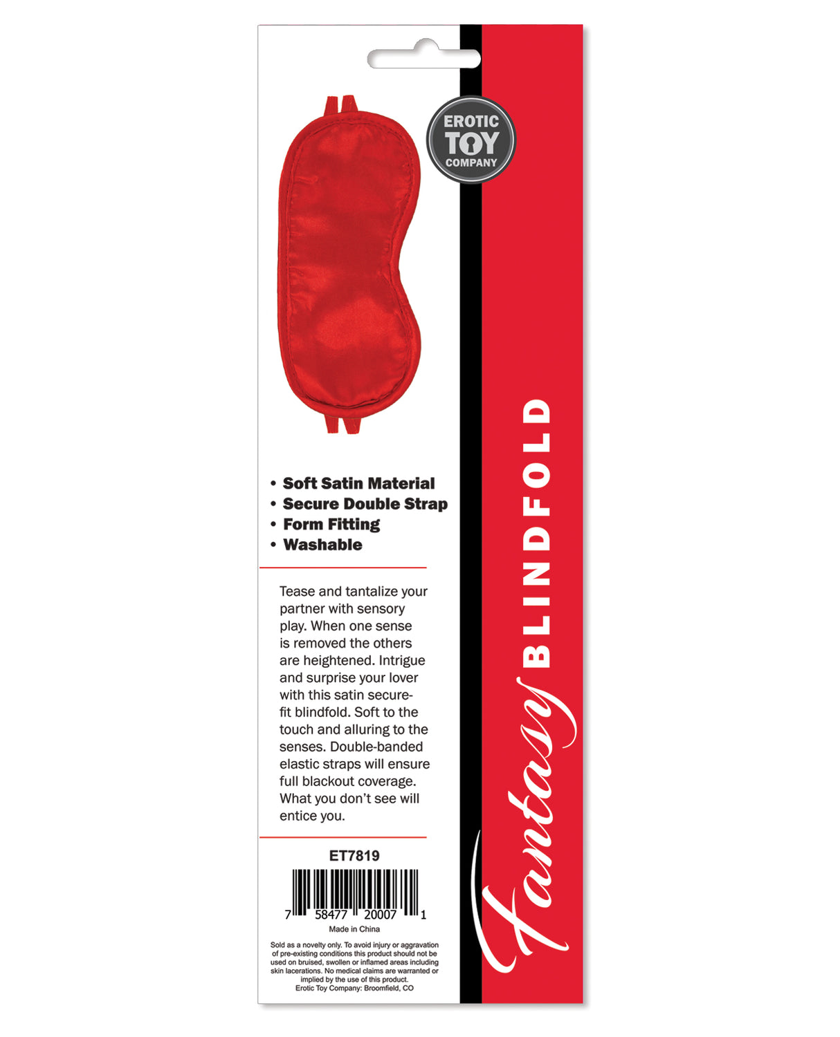 Erotic Toy Company Satin Fantasy Blindfold - Red by Erotic Toy Company