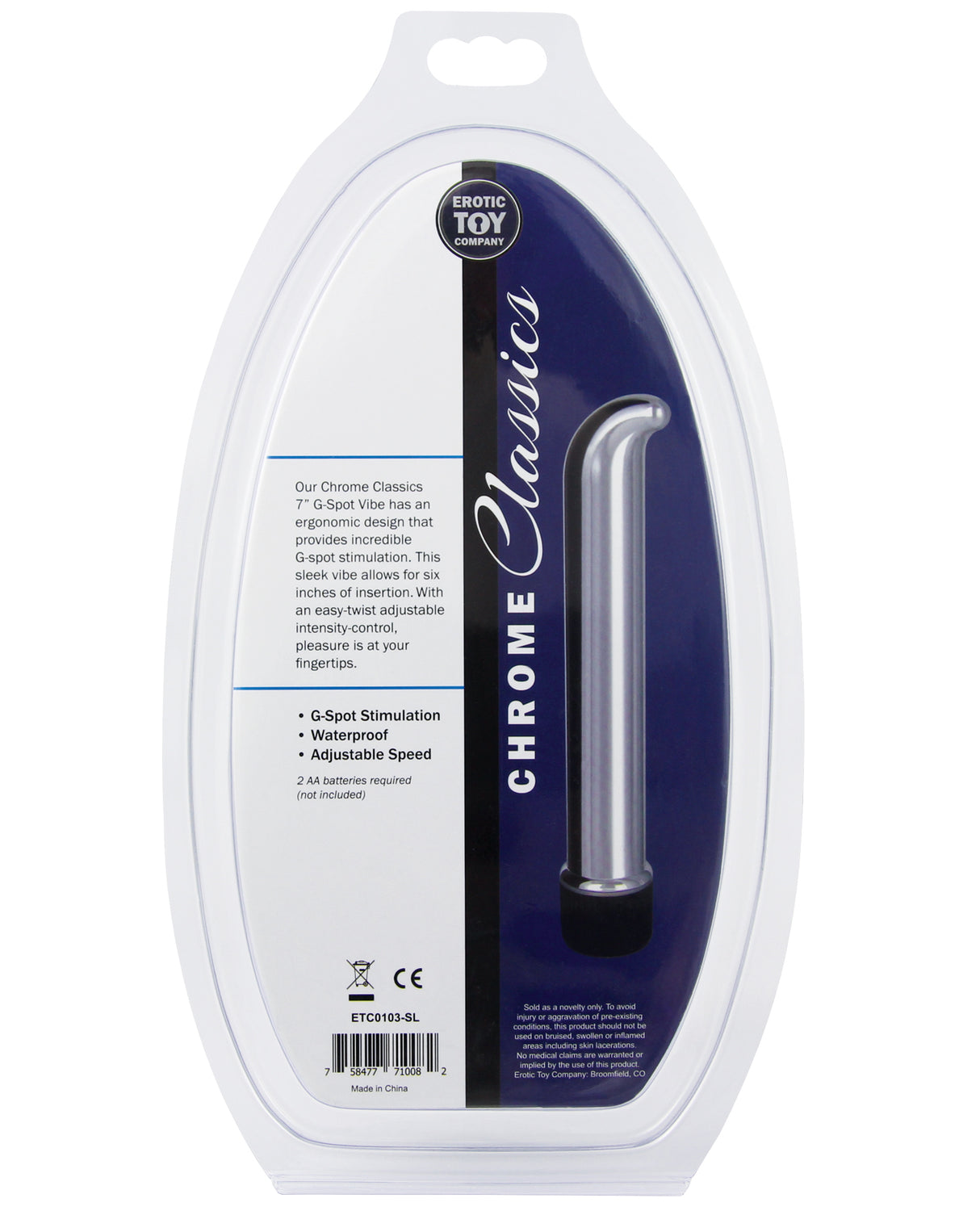 Erotic Toy Company Chrome Classics 7" G Spot Vibe - Silver by Erotic Toy Company