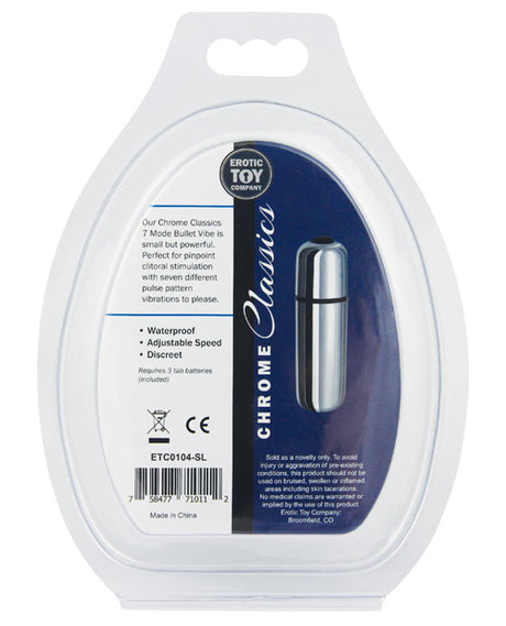 Erotic Toy Company Chrome Classics 7-Mode Bullet Vibrator, Silver