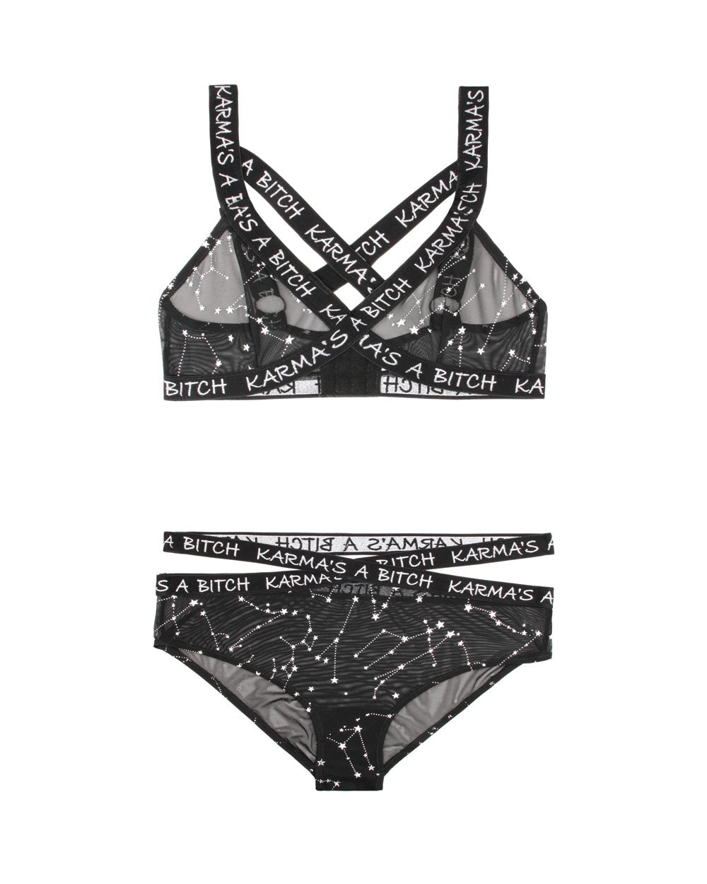 Karma's a Bitch Bralette and Cutout Panty Set - Black - M/l by Fantasy Lingerie