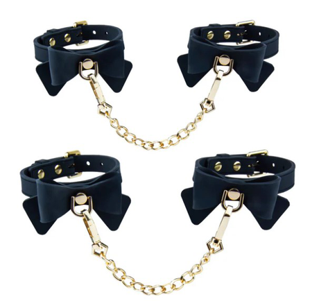 Temptasia Ardor Wrist and ​Ankle Restraints​ Black With Bow