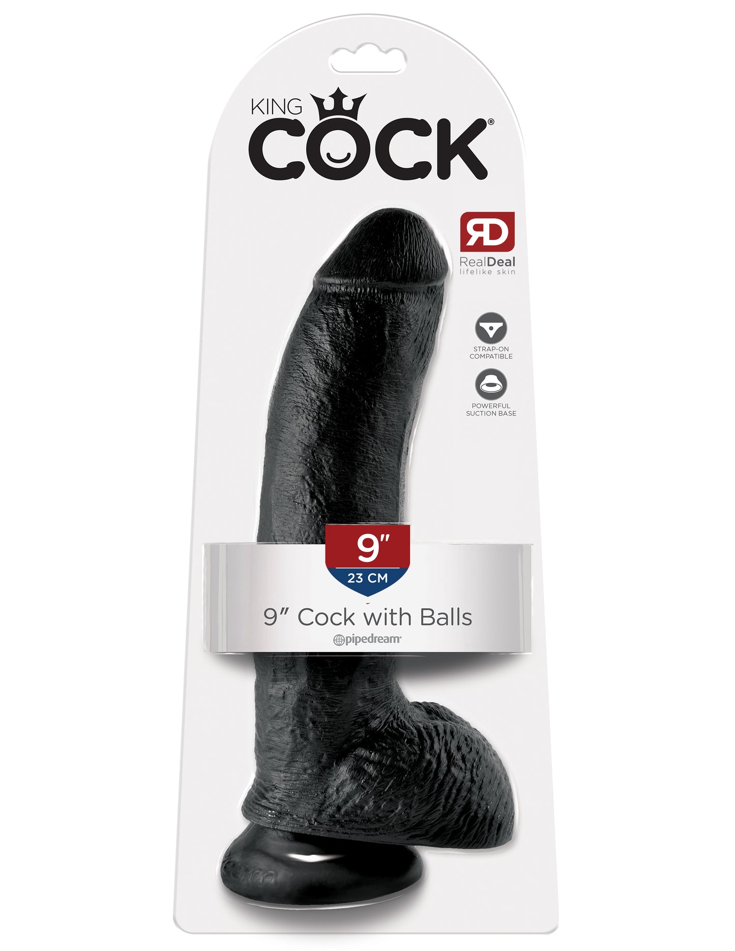 King Cock 9-Inch Cock With Balls - Black by Pipedream