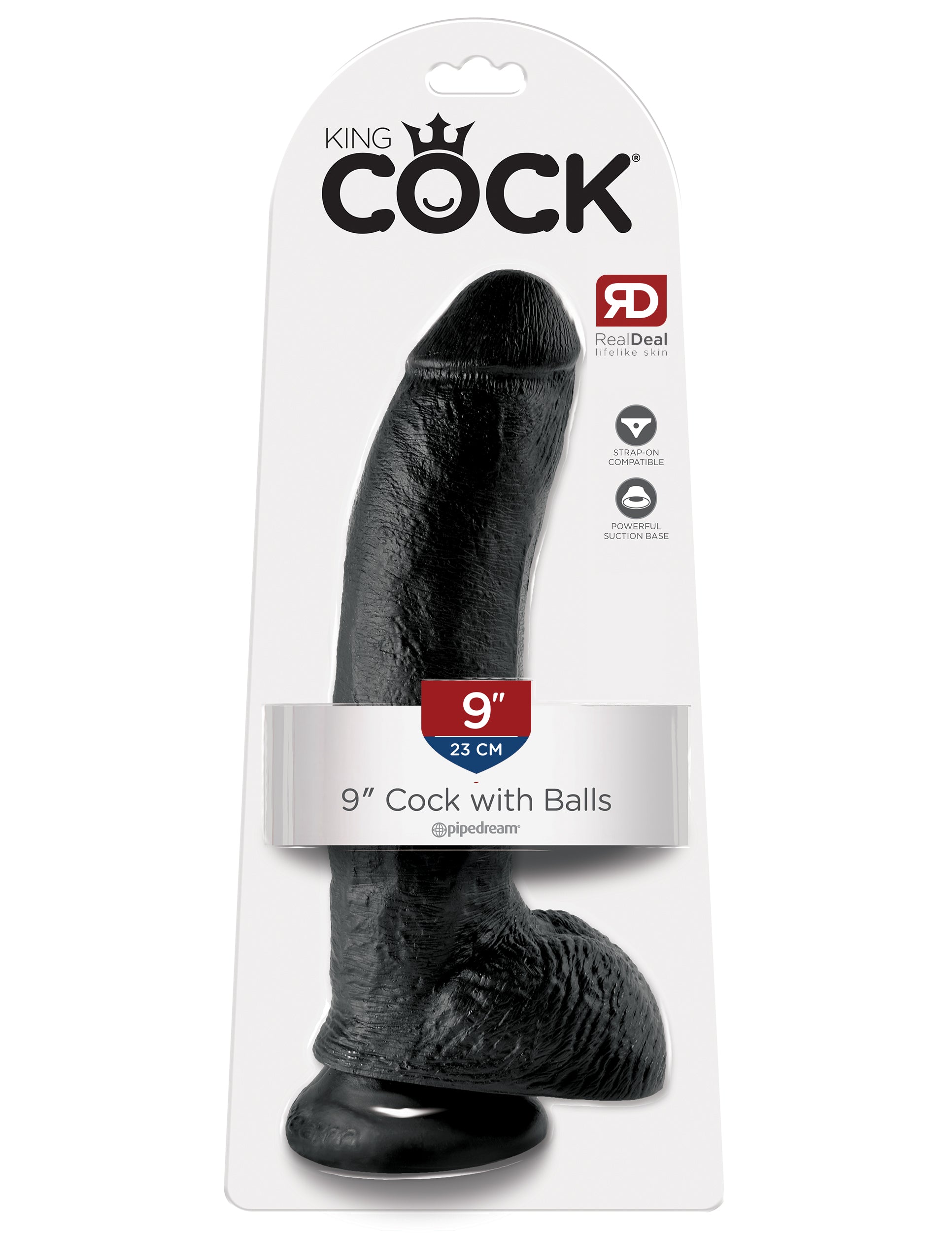 King Cock 9-Inch Cock With Balls - Black by Pipedream