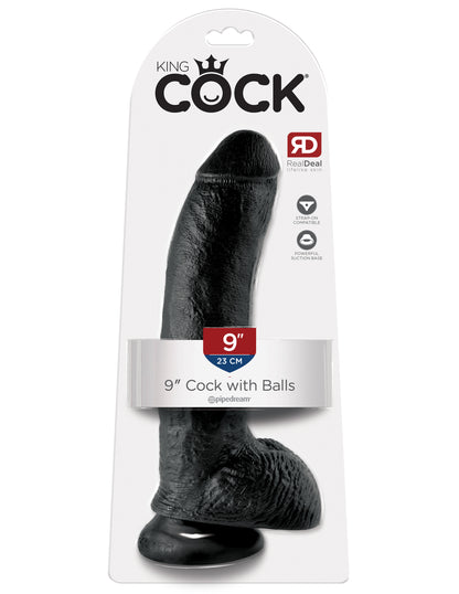 King Cock 9-Inch Cock With Balls - Black by Pipedream