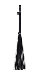 Sportsheets Shadow Chain Flogger — Faux Leather & Chain Falls, Black - SS10307