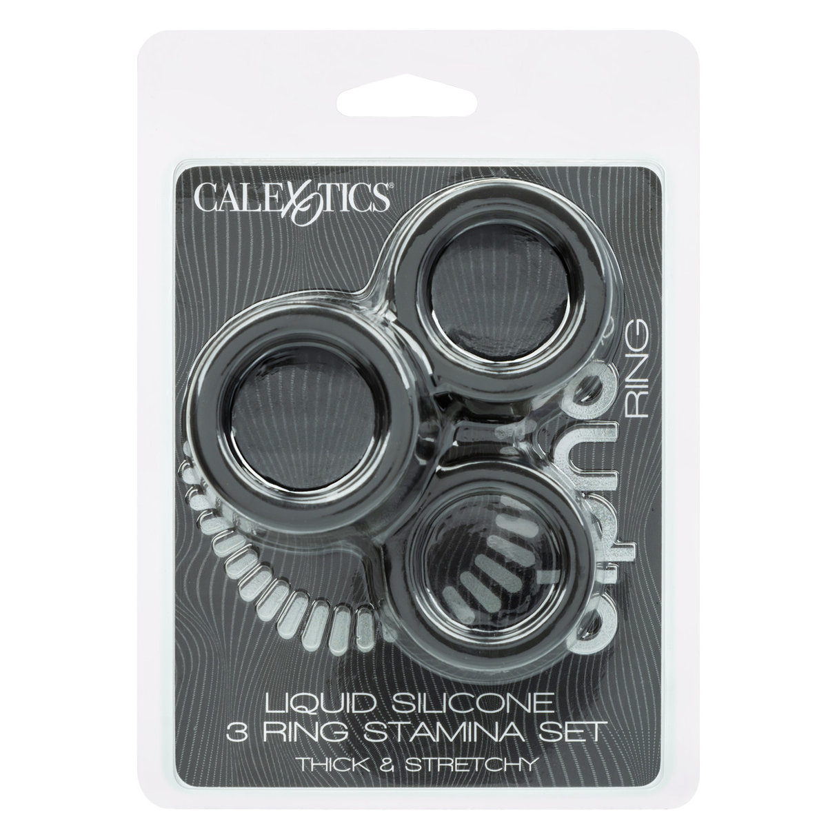 CalExotics Alpha Liquid Silicone 3-Ring Stamina Set - Black - SE1492652
