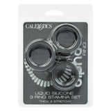 CalExotics Alpha Liquid Silicone 3-Ring Stamina Set - Black - SE1492652