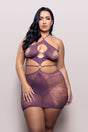 Fantasy Lingerie Focus on Me Cut-Out Halter Dress — Queen, Purple Wisteria - FL-V824-QS-B
