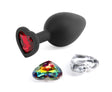 nsnovelties Glams Xchange Heart Medium Anal Plug — Black, 3 Swappable Gems - NSN-0514-13