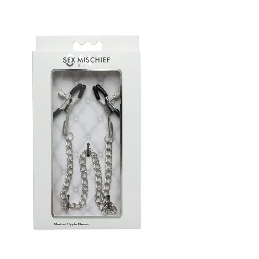 Sportsheets Sex and Mischief Chained Nipple Clamps — Coated Pair with 13-inch Nickel-Free Chain - SS100-89