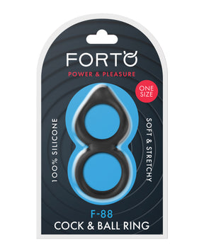 Forto F-88 Double Ring Liquid Silicone Cock Ring - Black by Forto
