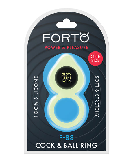 Forto F-88 Double Ring Liquid Silicone Cock Ring - Glow in the Dark by Forto