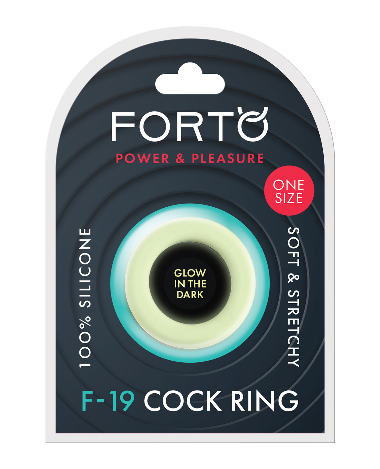 Forto F-19 Two Tone Liquid Silicone Cock Ring - Black/Glow in the Dark by Forto