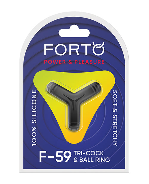 Forto Tri Cock & Ball Ring - Black by Forto