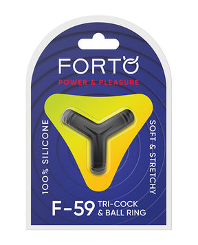 Forto Tri Cock & Ball Ring - Black by Forto