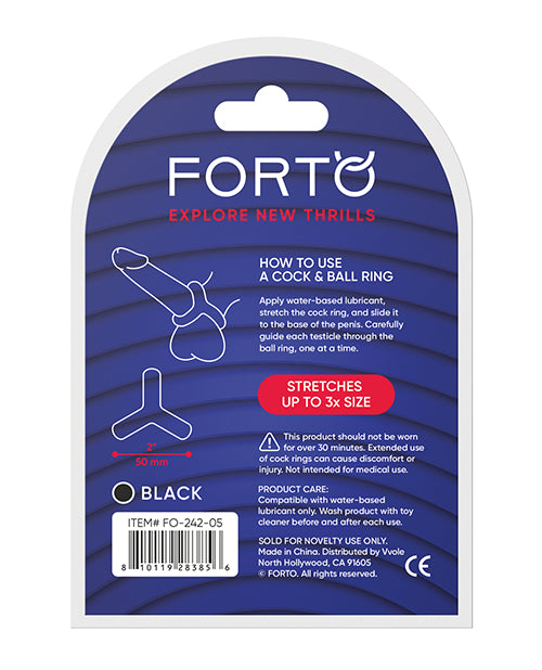Forto Tri Cock & Ball Ring - Black by Forto