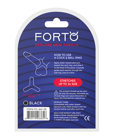 Forto Tri Cock & Ball Ring - Black by Forto