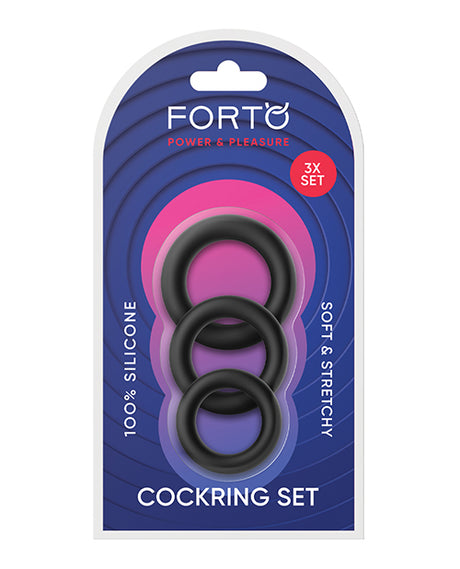 Forto Trio Cock Ring Set - Black by Forto