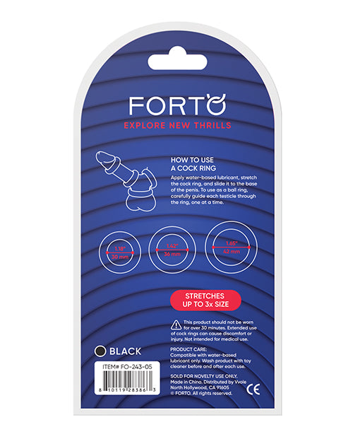 Forto Trio Cock Ring Set - Black by Forto