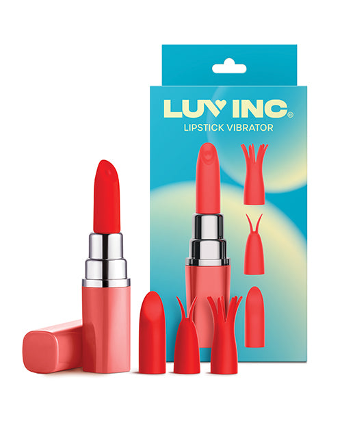 Luv Inc. Lipstick Vibrator w/4 Heads - Coral by Luv Inc.