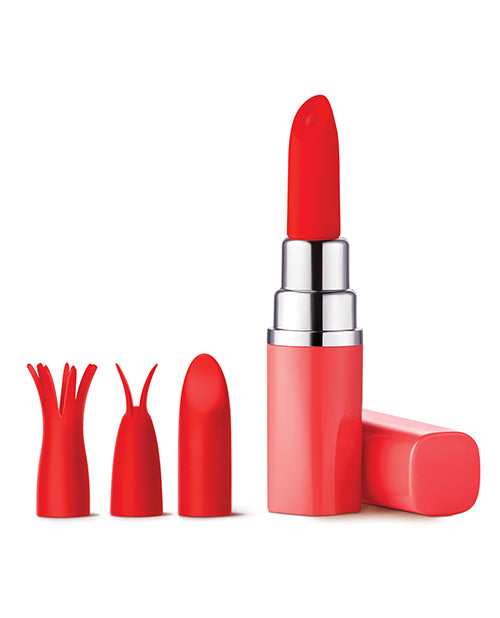 Luv Inc. Lipstick Vibrator w/4 Heads - Coral by Luv Inc.