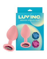 Luv Inc. Jeweled Silicone Butt Plug w/Three Stones - Medium Light Pink by Luv Inc.