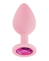 Luv Inc. Jeweled Silicone Butt Plug w/Three Stones - Medium Light Pink by Luv Inc.
