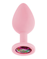 Luv Inc. Jeweled Silicone Butt Plug w/Three Stones - Medium Light Pink by Luv Inc.