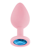 Luv Inc. Jeweled Silicone Butt Plug w/Three Stones - Medium Light Pink by Luv Inc.