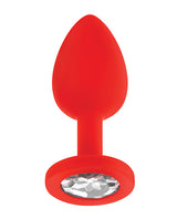 Luv Inc. Jeweled Silicone Butt Plug w/Three Stones - Small Red by Luv Inc.