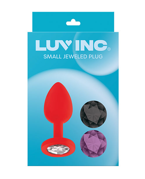Luv Inc. Jeweled Silicone Butt Plug w/Three Stones - Small Red by Luv Inc.