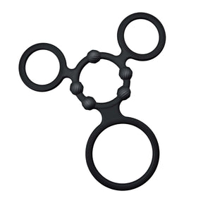 Nasstoys Enhancer Quad Cock Ring Set — 4 Black Silicone Rings - NW3288-1
