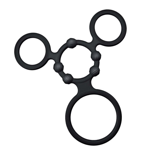 Nasstoys Enhancer Quad Cock Ring Set — 4 Black Silicone Rings - NW3288-1